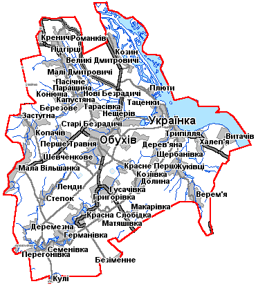 Карта Обуховского района 
Киевской области