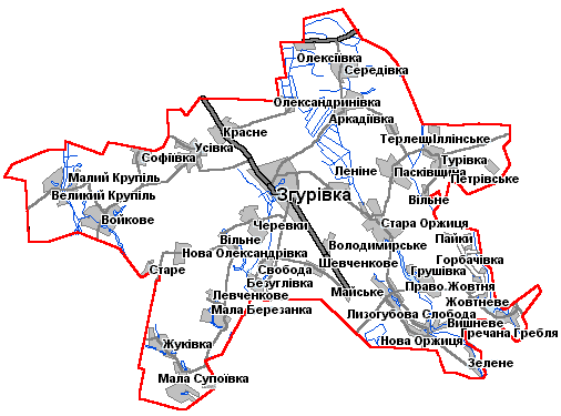 Карта Сквирского Района