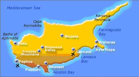 Карта Кипра, недвижимость на Кипре, недвижимость за рубежом