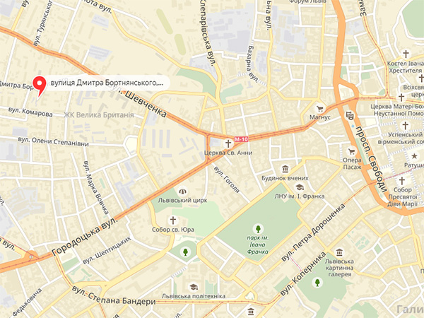 ЖК Соната Бортнянского на карте