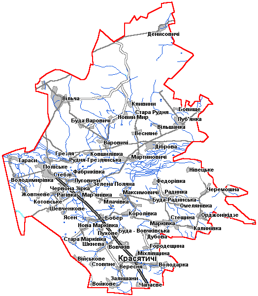 Карта Полесского района Киевской области
