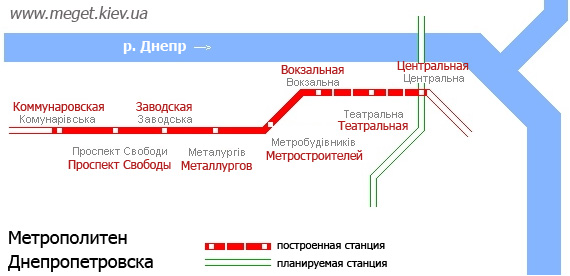 Метро Днепропетровска, карта метро
