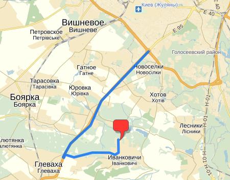 Расположение КГ Иванковичи на карте