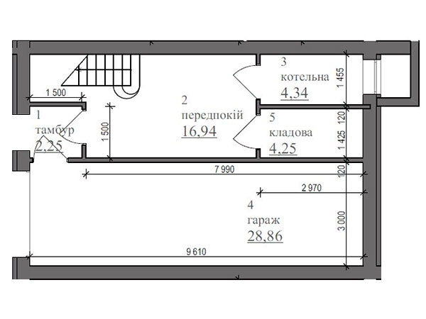 план цокольного этажа во втором доме в КГ Городской Дом 2