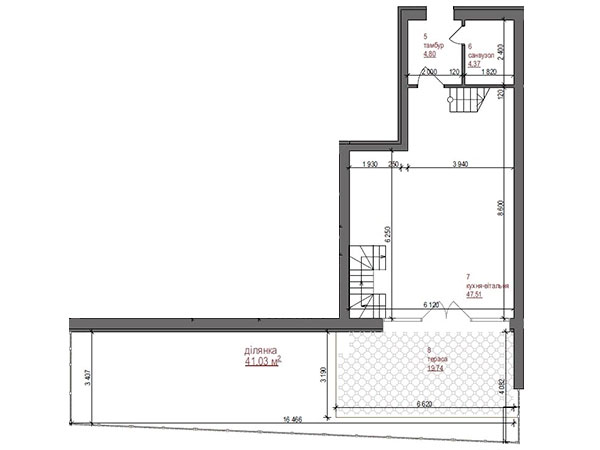 план 1-го этажа в пятом доме в КГ Городской Дом 2