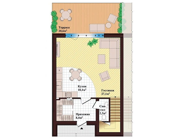 план 1-го этажа в Дуплексах