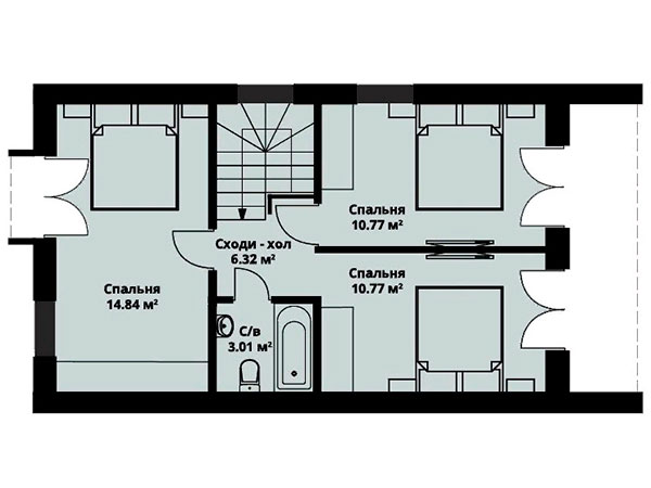 план 2-го этажа в Таунхаусах Уютный