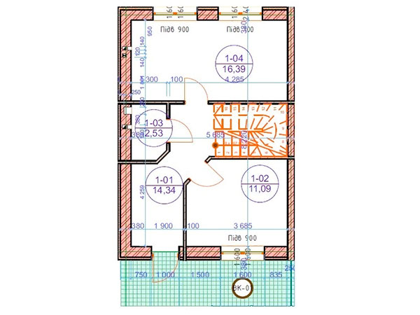 план 1-го этажа в Таунхаусах На Шухевича