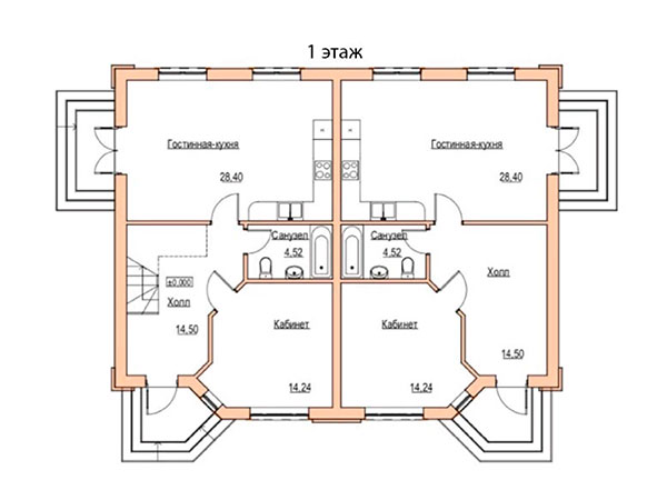 план 1-го этажа в Дуплексах Шале Парк