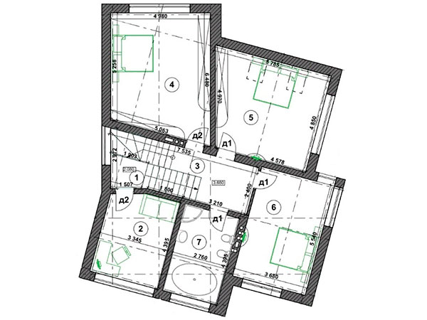 план 2-го этажа 312 м2 в КГ Буковый Гай