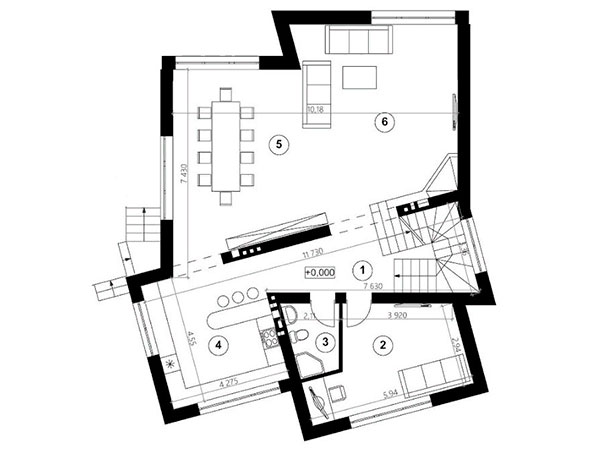 план 1-го этажа 375 м2 в КГ Буковый Гай