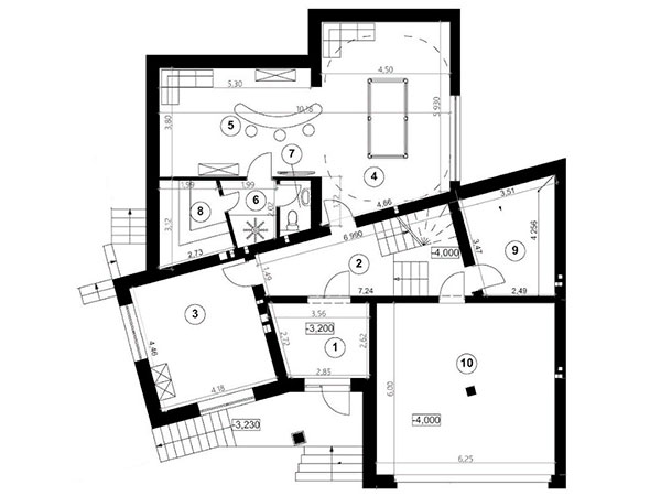 план цокольного этажа 375 м2 в КГ Буковый Гай