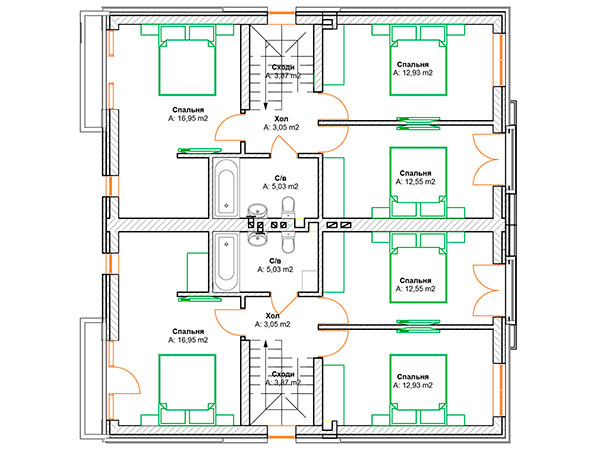 план 2-го этажа в дуплексах Grand Residence