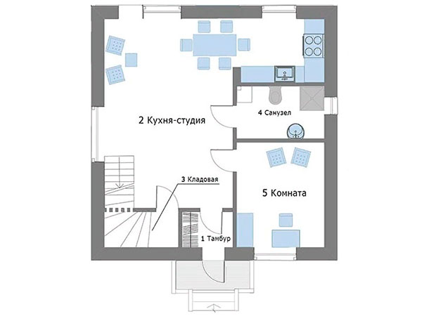 план 1-го этажа в КГ Княжичи Хаус
