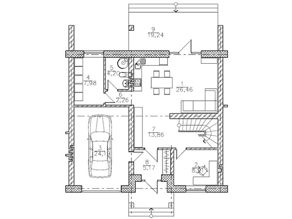 Блок А план 1-го этажа в Таунхаусах Лагуна