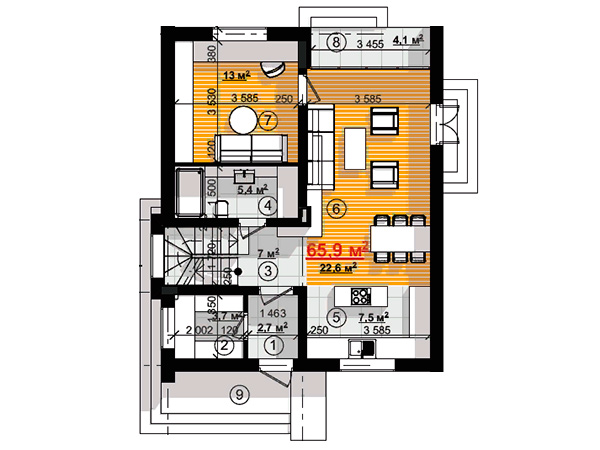 план 1-го этажа в КГ Solo Home