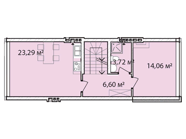 план второго этажа 141,52 м2 в таунхаусах Лавандовый