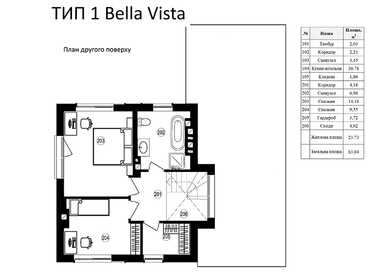 коттедж BELLA VISTA 83,84 м2 в КГ Bellaggo