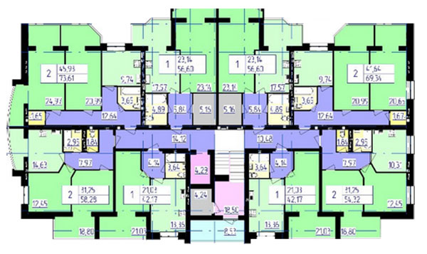 План квартир 4-10 этажей этажей в ЖК Парковый