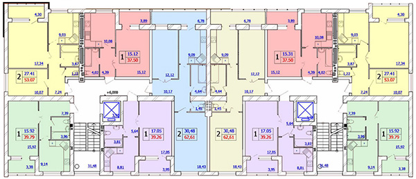 Типовой план этажа  в ЖК Авила Комфорт