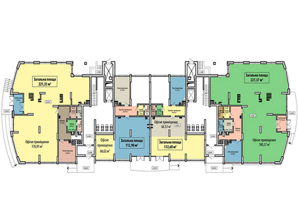 план коммерческих помещений 1 этаж в ЖК Липовая Аллея