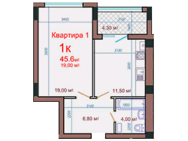 1-ком. квартиры 45,6 м2 в ЖК Потёмкинский