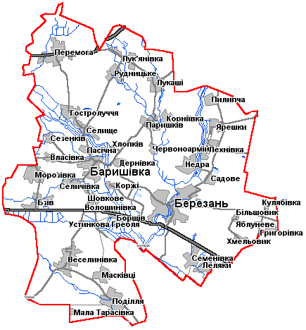 Карта Барышевского района Киевской области