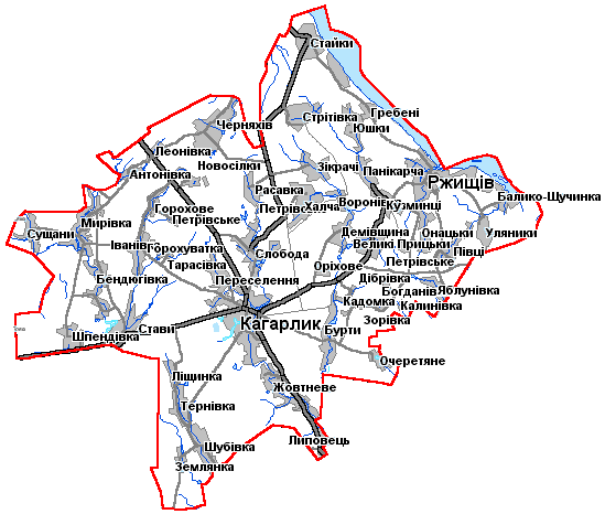 Карта Кагарлыкского района киевской области