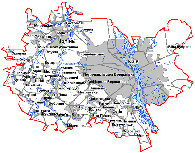 Карта Киево-Святошинского района Киевской области