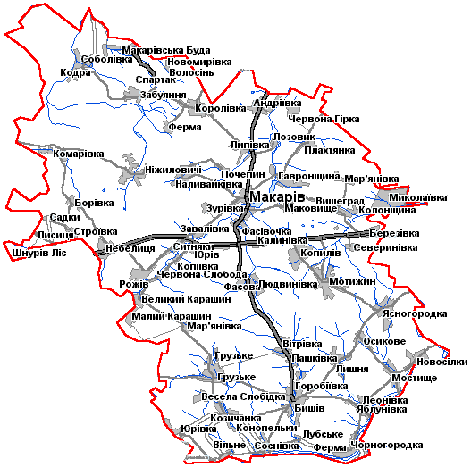 Карта Макаровского района : Макаровский район Киевской области ...