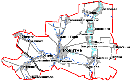 Карта Ракитнянского района Киевской области