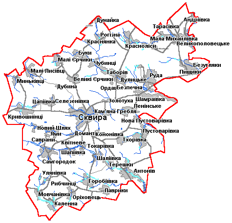 Карта Сквирского района Киевской области