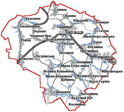 Карта Таращанского района Киевской области