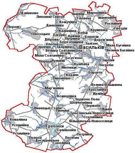 Карта Васильковского района Киевской области
