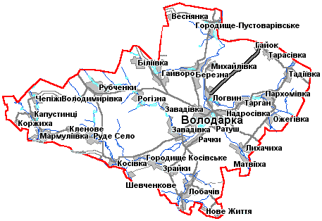 Карта Володарского района Киевской области