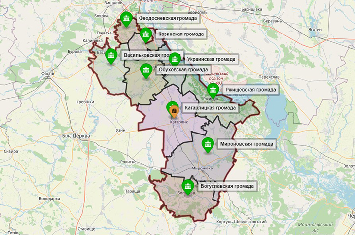 Карта Обуховского района Киевской области