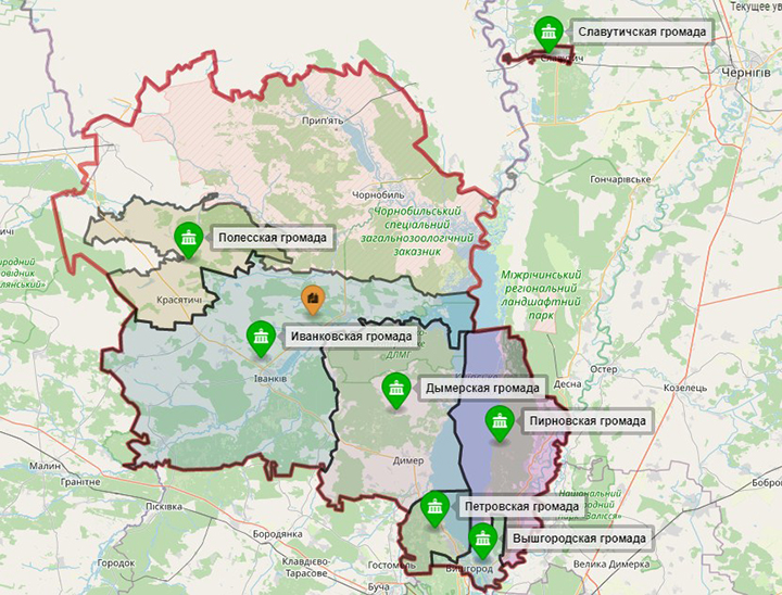 Карта Вышгородского района