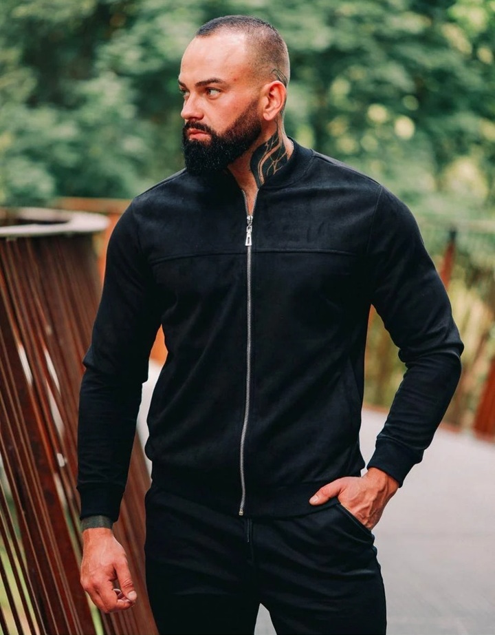 bomber-mens-demi-season-suede-black Стильний чоловічий бомпер чорного кольору