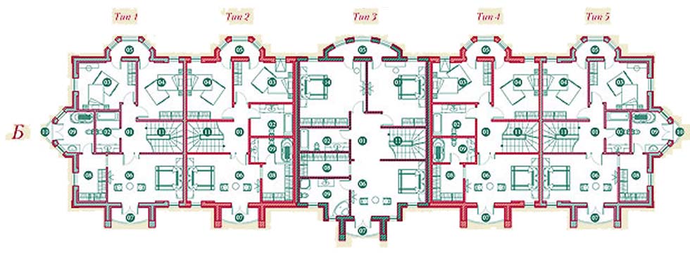 План 2-го этажа в домах Townhouse