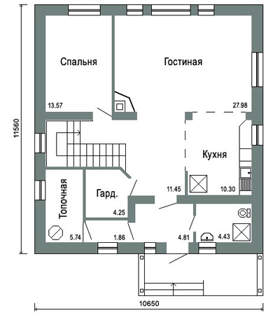 Первый этаж в коттедже 168,7 м2 в КГ Курортное