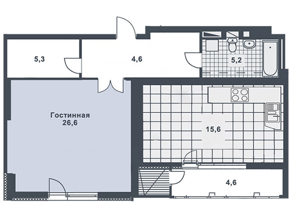 1-ком. квартира 66,7 м2 в ЖК Панорама на Печерске