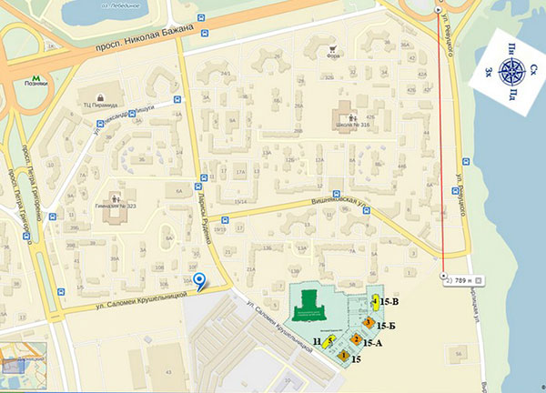 ЖК  на ул.Крушельницкой на карте