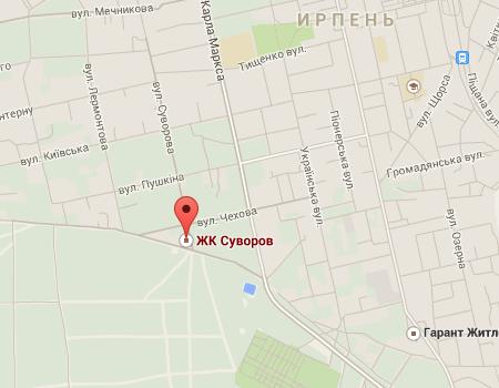 Расположение ЖК Суворов на карте