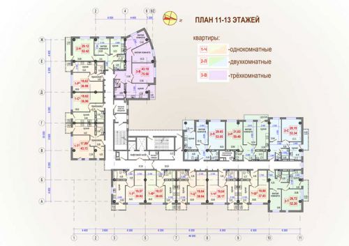План 11-13 этажей