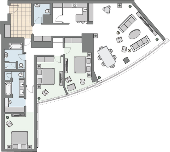 Четырехкомнатные квартиры 186.13 м2 в ЖК H-Tower