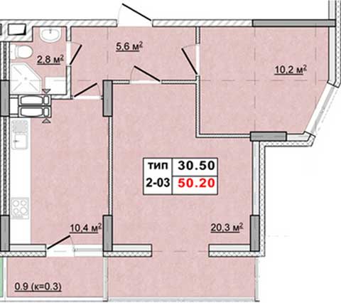 Двухкомнатные квартиры 50.20 м2 в ЖК Енисейская усадьба